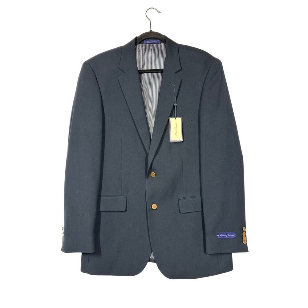 Alan Flusser Men's Sport Coat Blazer Suit Jacket 6215 Poly Viscose Blue 42 Long